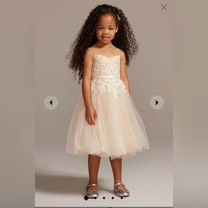 David’s bridal floral applique spaghetti strap flower girl dress